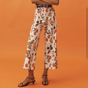 The Collette Cropped Wide Leg Printed Pants- Red Motif, 30 Tall